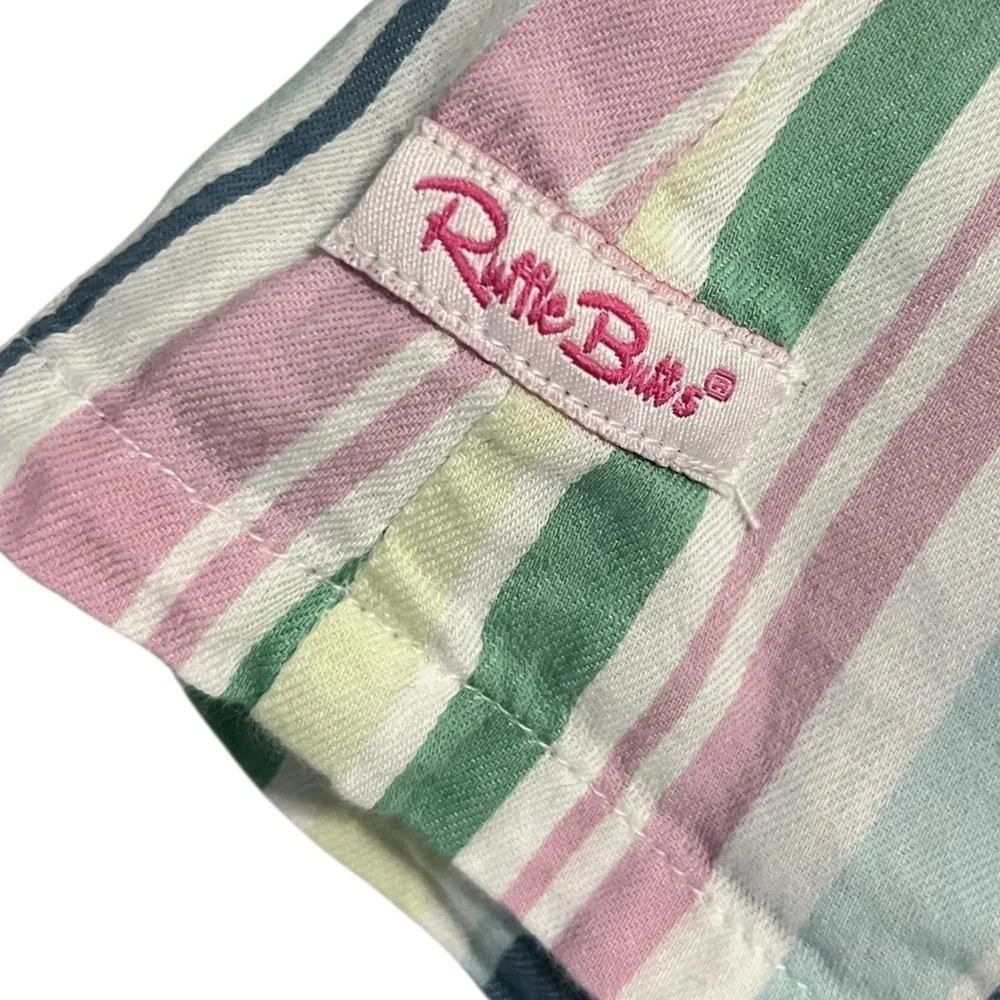 RuffleButts 5Y Charmed Stripe Flutter Button Frony Dress